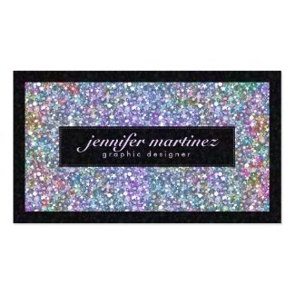 Elegant Black Colorful Purple Glitter & Sparkles Double-Sided Standard Business Cards (Pack Of 100)