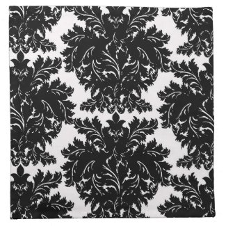 Elegant Black Damask Cocktail Napkins