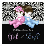 Elegant Black Damask Gender Reveal Shower Personalized Announcement