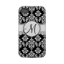 Elegant Black Damask Monogram iPhone 4 Case-Mate