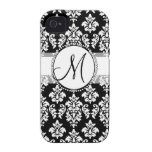 Elegant Black Damask Monogram iPhone 4 Case-Mate