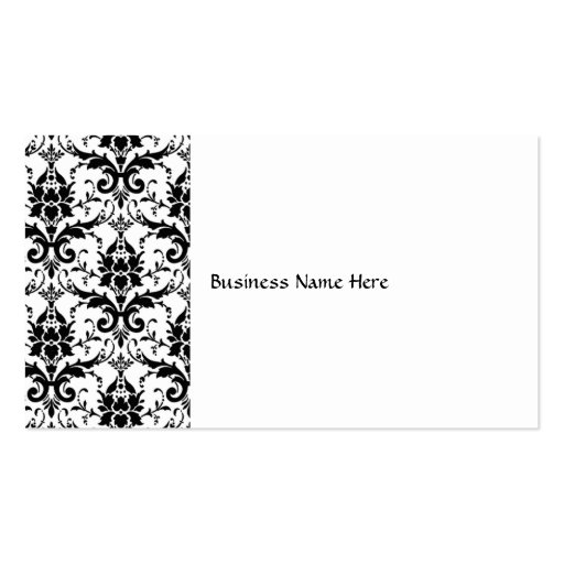 Elegant Black Damask Pattern Salon Appointment Business Card Templates (back side)