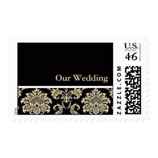 Elegant Black Damask Postage Stamp stamp