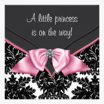 Elegant Black Damask Princess Baby Shower invitations