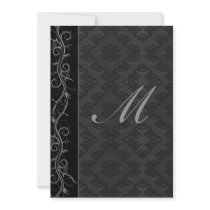 Elegant Black Damask Wedding Announcement