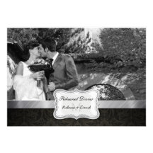 Elegant Black Damask Wedding Rehearsal Dinner Personalized Announcements