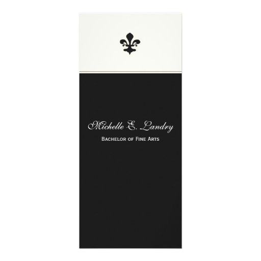 Elegant Black Fleur de Lis Formal Graduation Personalized Invitation