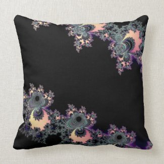 Elegant Black Floral Fractal Pillow