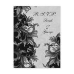 elegant black flourish RSVP cards Post Card