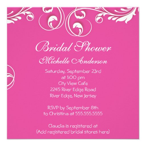 Elegant black  Flower Bridal Shower Invitation