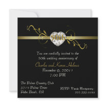 Elegant Black Formal Anniversary Invitation