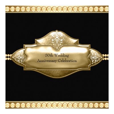 Elegant Black Gold 50th Wedding Anniversary Announcements