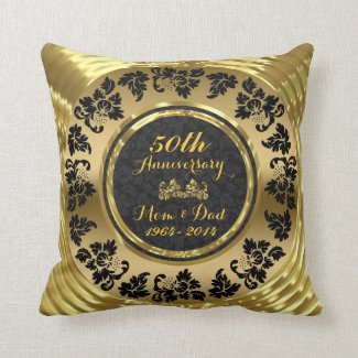 Elegant Black & Gold 50th Wedding Anniversary Throw Pillows