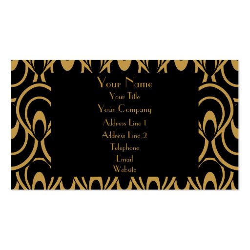Elegant Black & Gold Art Deco Design Luxury Linen Business Cards (front side)
