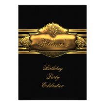 Elegant Black Gold Birthday Party Mens 60th Personalized Announcement