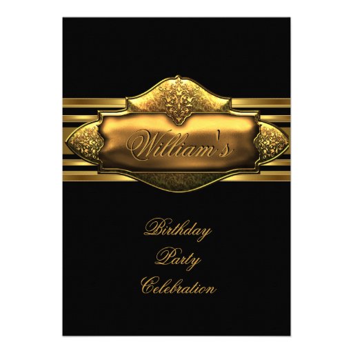 Elegant Black Gold Birthday Party Mens 60th Personalized Announcement