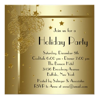 Elegant Black Gold Christmas Party Invitations