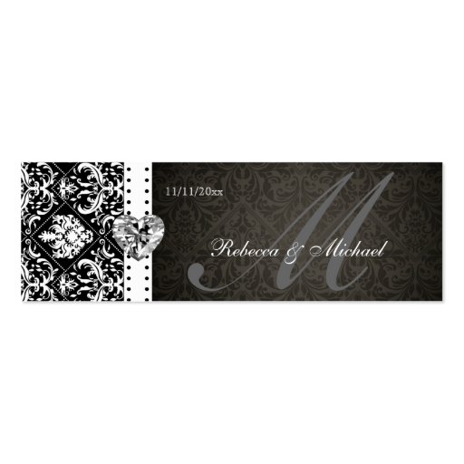 Elegant Black & Gold Damask Favor Tags Business Card Template (front side)
