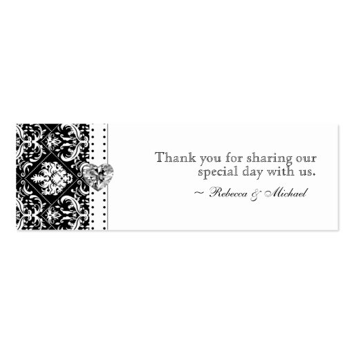 Elegant Black & Gold Damask Favor Tags Business Card Template (back side)