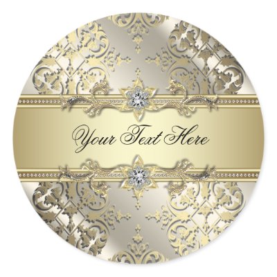Elegant Black Gold Damask Stickers