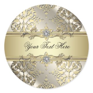 Elegant Black Gold Damask Stickers
