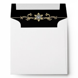 Elegant Black Gold Diamond Square Envelope envelope