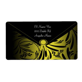 Elegant Black Gold Envelope Labels label