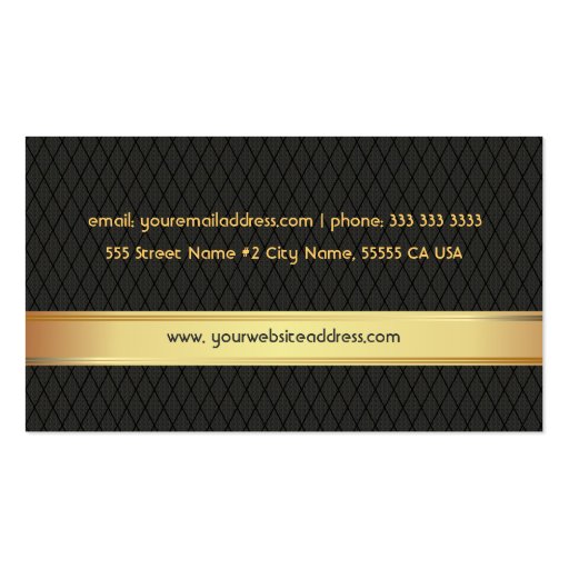 Elegant Black & Gold Geometric Pattern Business Card Templates (back side)
