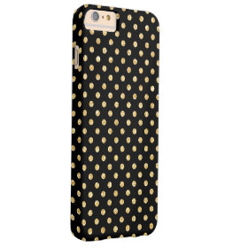 Elegant Black Gold Glitter Polka Dots Pattern Barely There iPhone 6 Plus Case