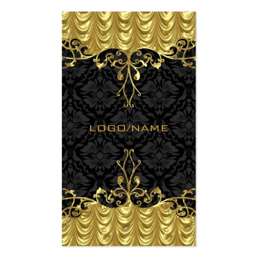 Elegant Black & Gold Look Vintage Gold Lace Frame Business Card Template