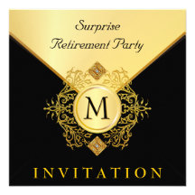 Elegant Black Gold Monogram Special Occasion Invitation