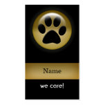 elegant black gold paw print pet Business Card business cards