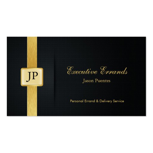 Elegant Black & Gold Professional Errand Service Business Card Template (front side)