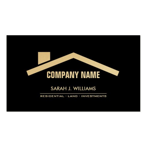 Elegant Black & Gold Professional Real Estate Business Card Template (front side)