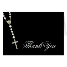 Elegant Black Gold Rosary Thank You Cards