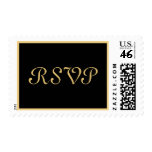 Elegant Black Gold RSVP Postage Stamp stamps