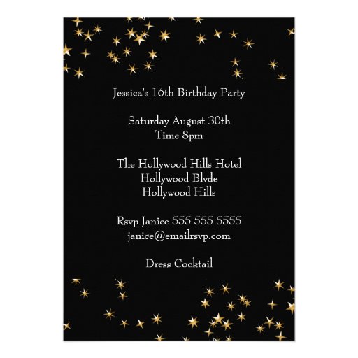 Elegant Black Gold Stars Photo Sweet 16 Invites