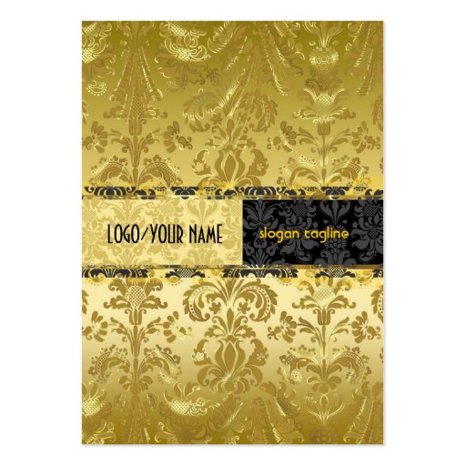 Elegant Black & Gold Vintage Floral Damasks 2 Business Card Templates (front side)