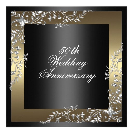 Elegant Black/Gold wedding anniversary Invitation