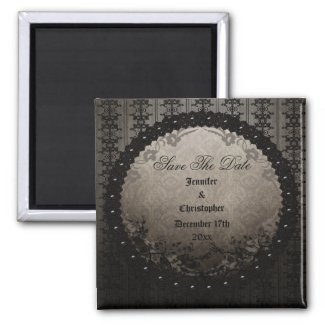 Elegant Black Gothic Frame Save The Date Wedding zazzle_magnet