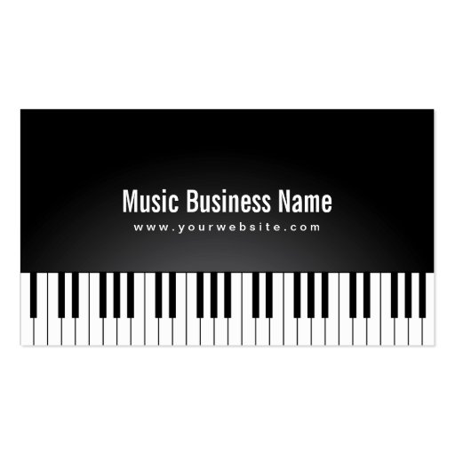 Elegant Black Grand Piano Keys Music Business Card (front side)