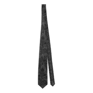 Elegant Black & Gray Monochromatic Paisley Tie