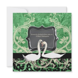 Elegant black green vintage engagement invitation