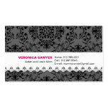 Elegant Black & Grey Damask with Lace Profile / Mo Business Cards