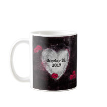 Elegant Black Heart and Red Roses Grunge Art mugs