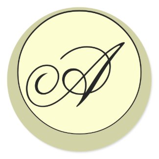 Elegant Black Ivory Sage Monogram Wedding Seal sticker