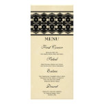 Elegant black lace custom wedding food menu custom rack cards