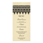Elegant black lace custom wedding food menu customized rack card