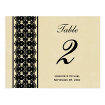 Elegant black lace custom wedding table card post card