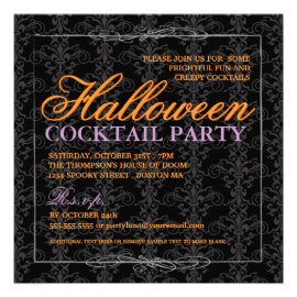 Elegant Black Lace Halloween Cocktail Party Announcements